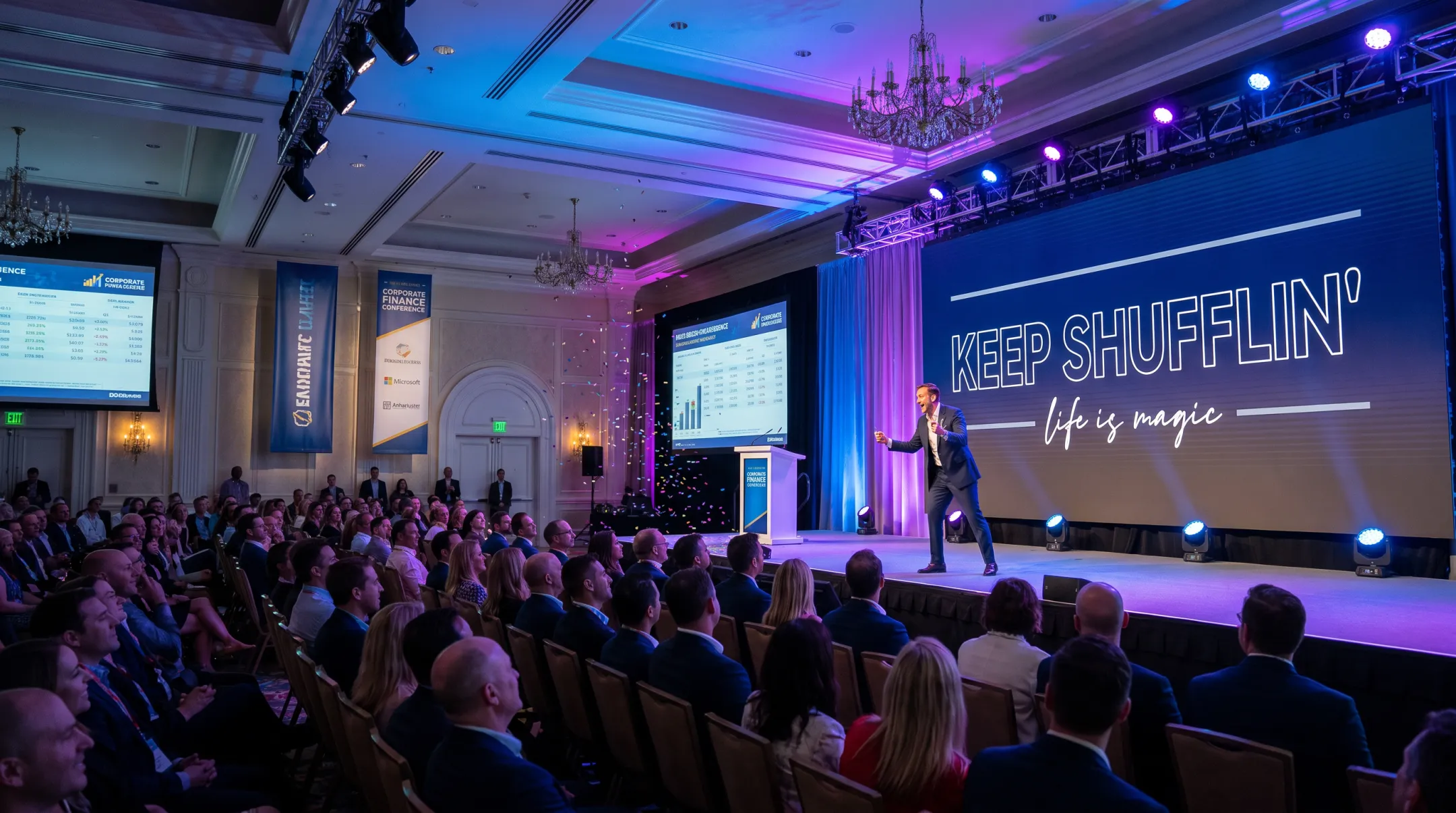 Jon Dorenbos performing magic and storytelling on keynote stage