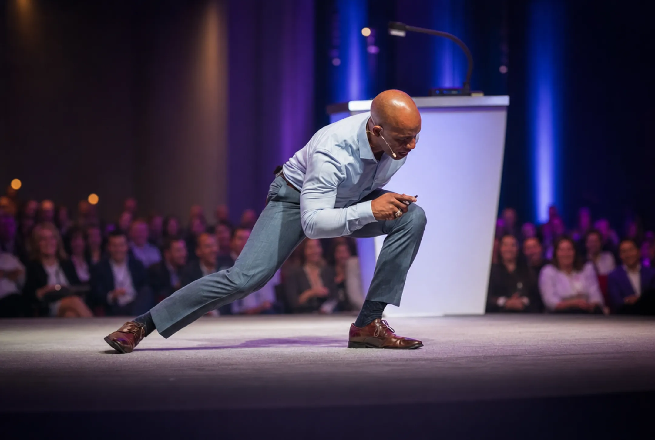 Former NFL athlete performing magic and storytelling on corporate stage
