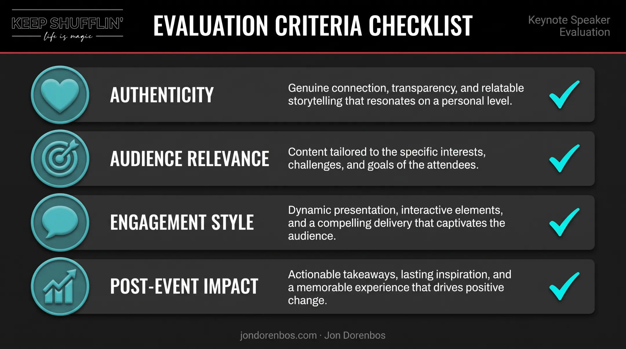 Four key criteria checklist for choosing a healing keynote speaker