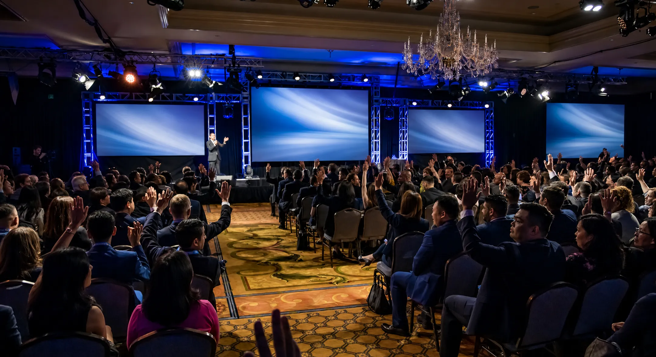 Corporate keynote speaker engaging Fortune 500 audience on stage