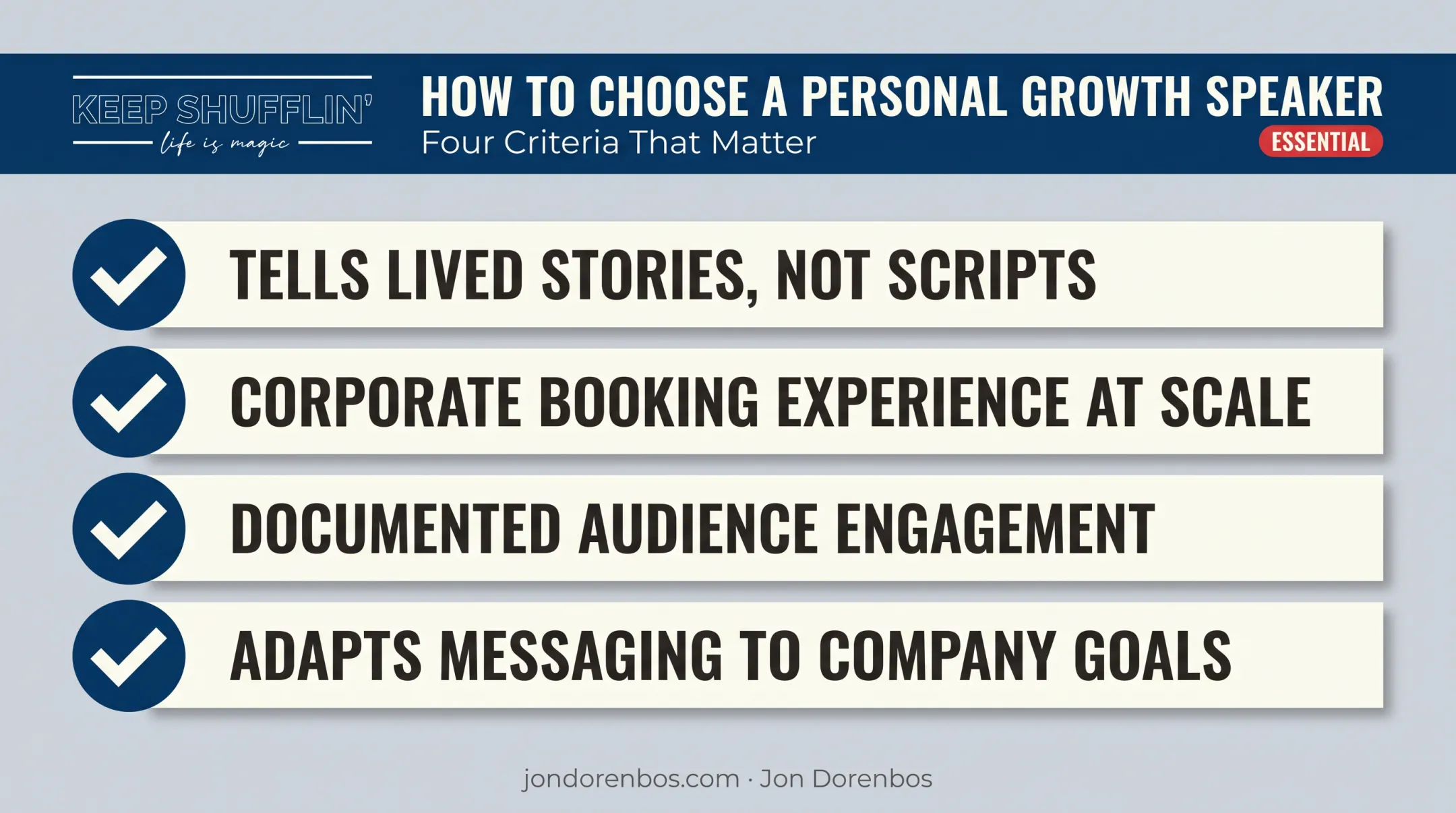 Four criteria checklist for selecting the best corporate growth speaker