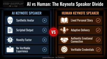 AI keynote speaker versus human keynote speaker key differences comparison
