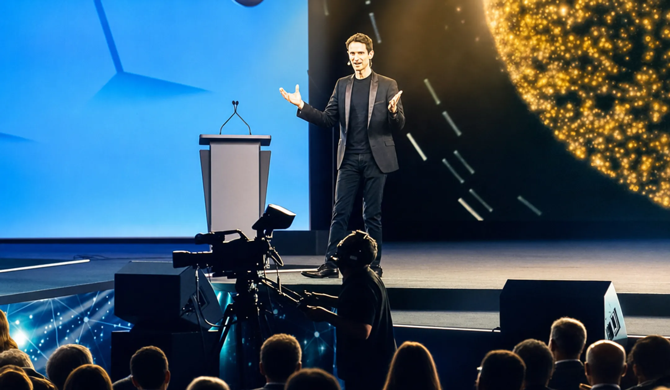 Former NFL athlete performing magic trick during motivational keynote speech