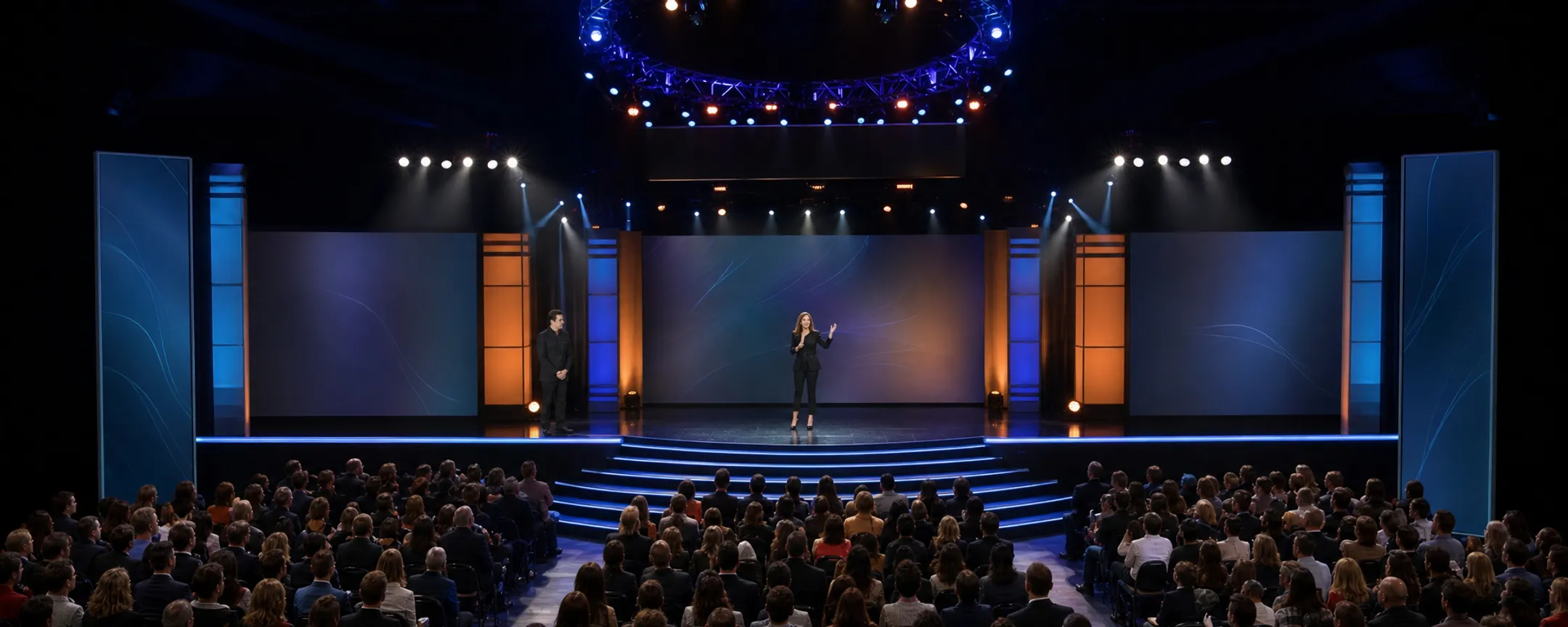 Keynote speaker performing magic tricks on stage during corporate event