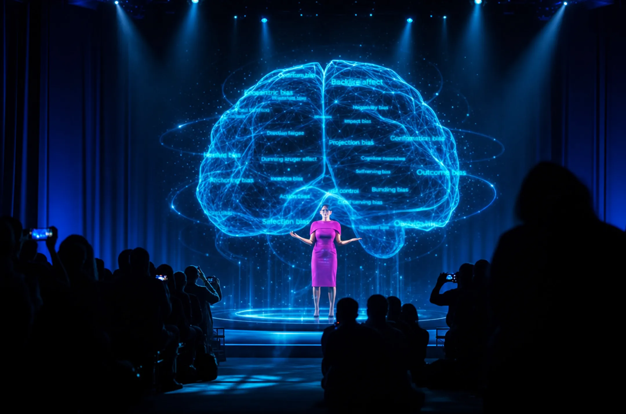 Holographic 3D immersive keynote presentation on corporate stage