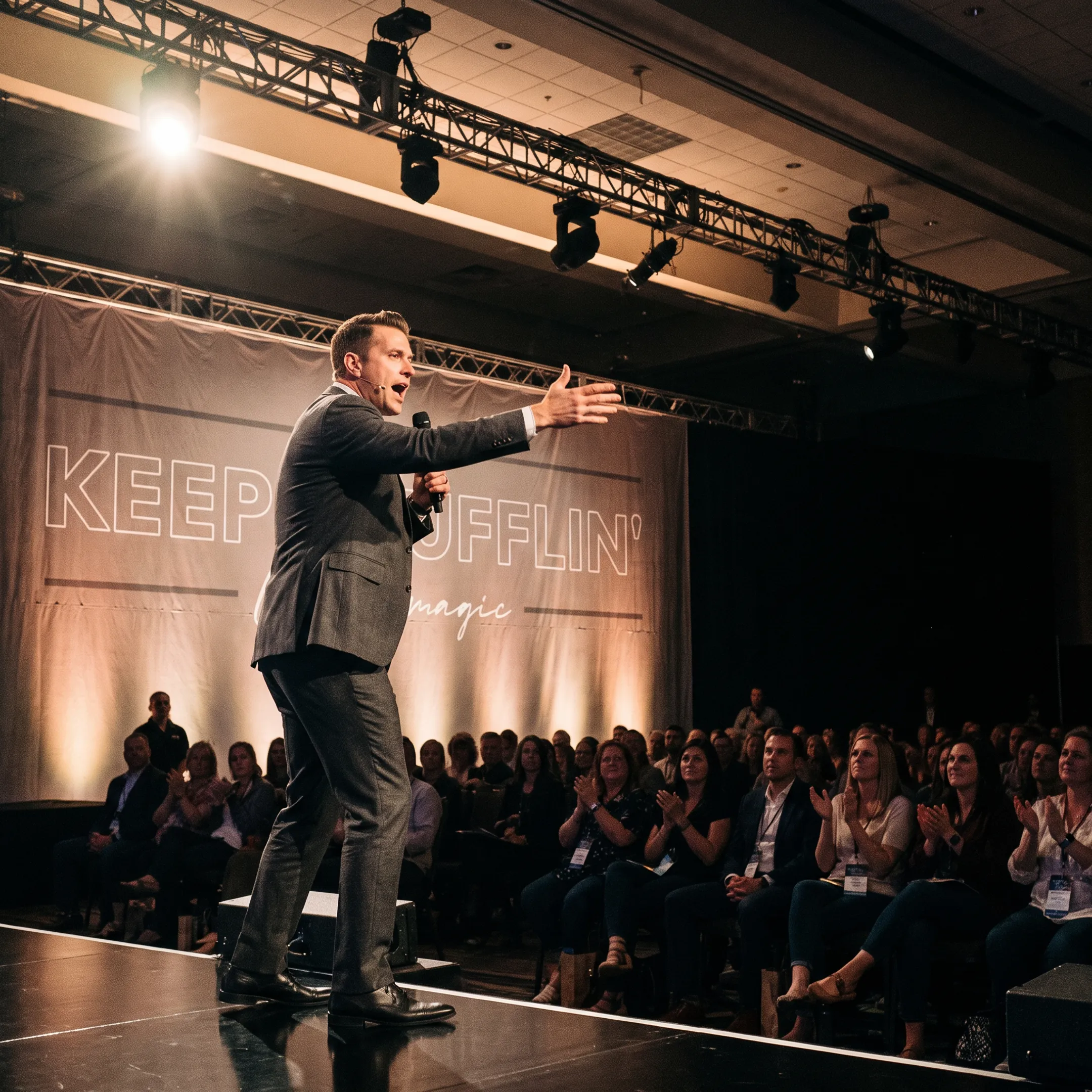 Jon Dorenbos delivering an energetic trade show keynote