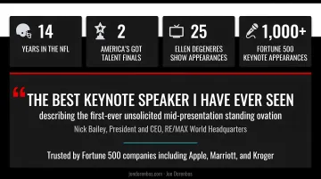 Jon Dorenbos performing keynote on corporate stage with audience engagement
