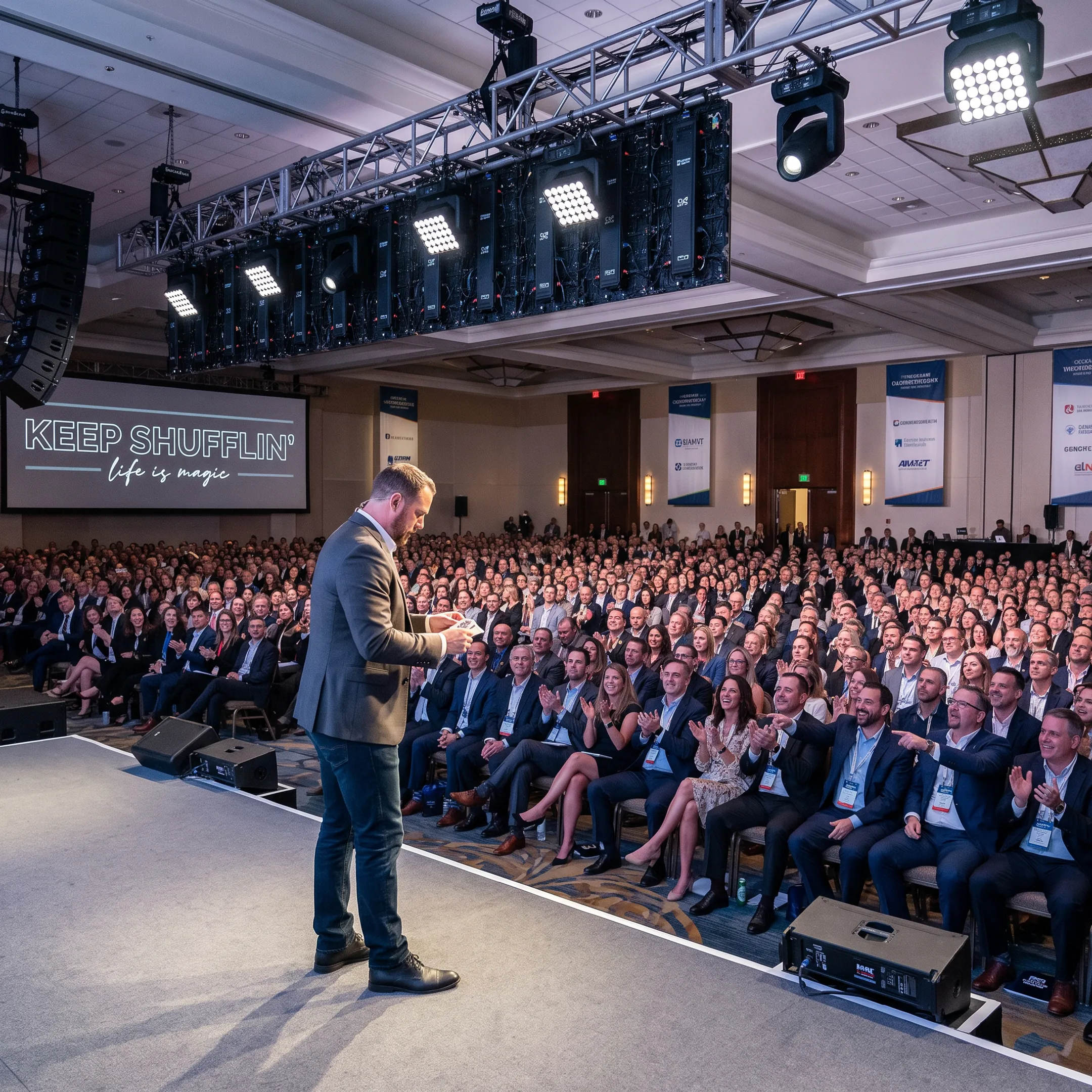 Jon Dorenbos performing magic during a keynote