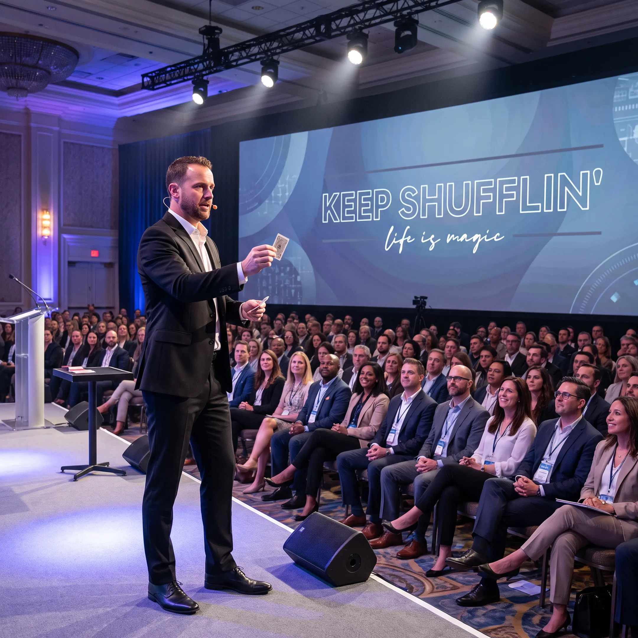 Keynote speaker connecting with a conference audience