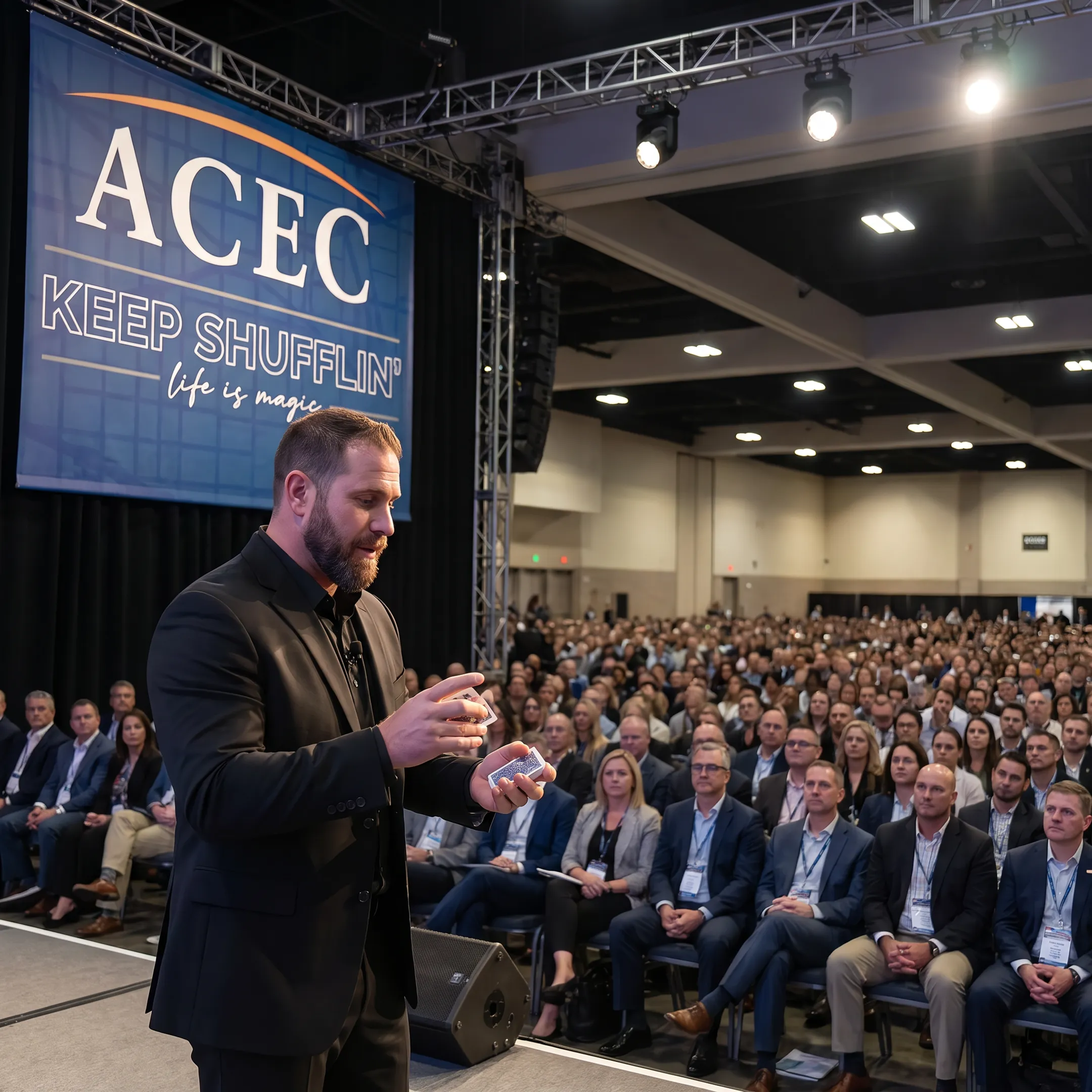 Keynote speaker engaging a conference audience