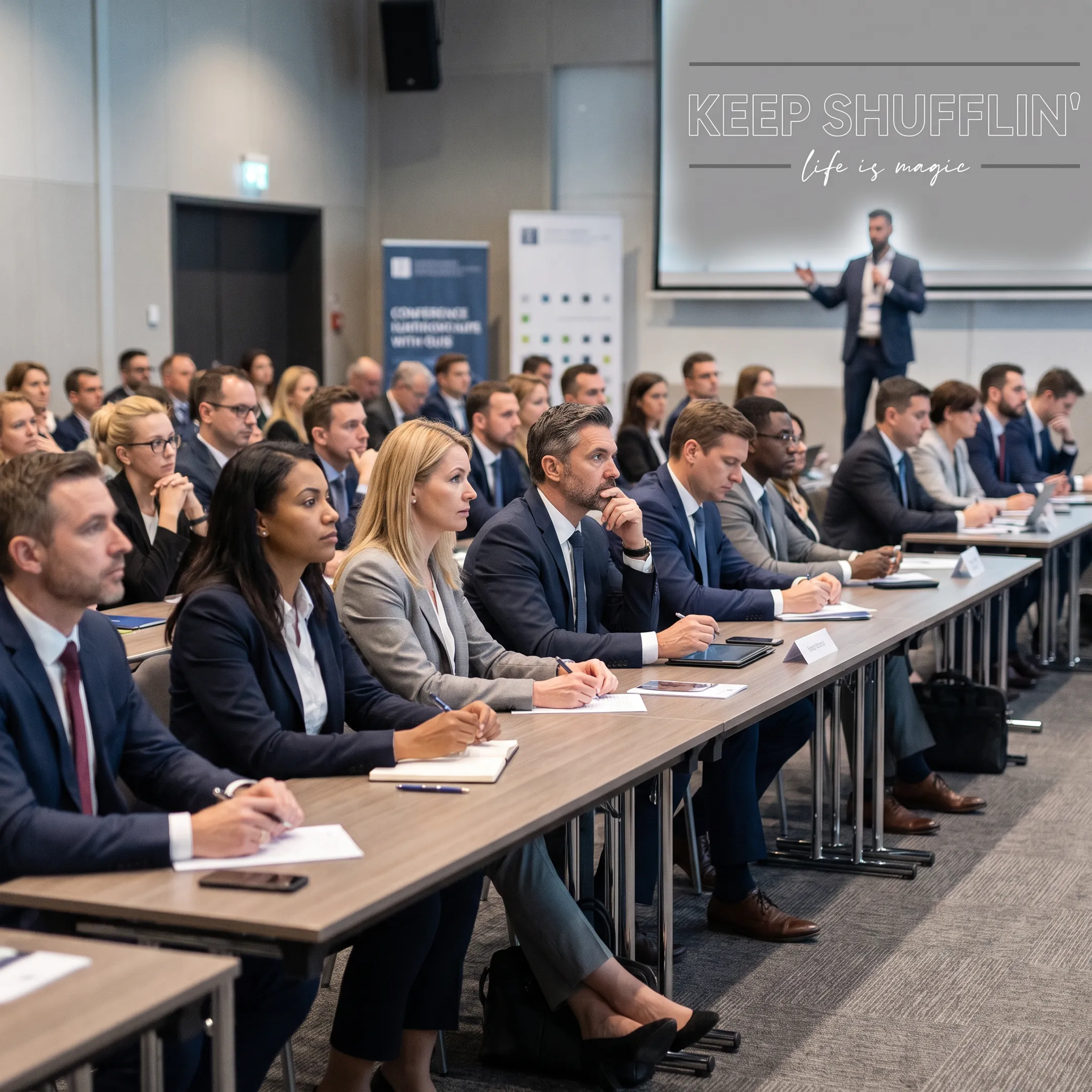 Business leaders engaged during an intentional leadership keynote