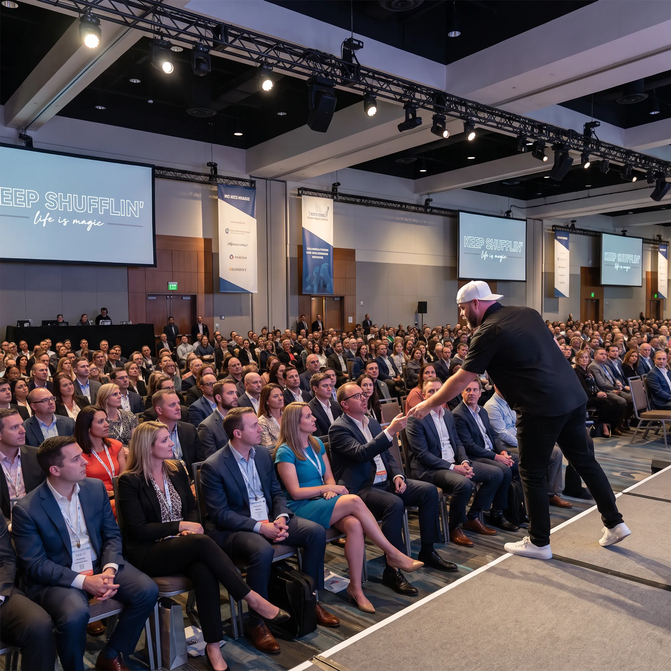 Corporate leaders engaged during an interactive keynote