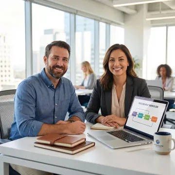 Developer and operations manager collaborating on a custom procurement system build