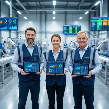 Custom manufacturing software dashboard showing production management and inventory tracking