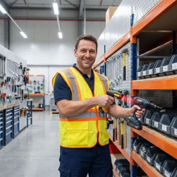 Warehouse operator scanning tools into a custom inventory management system