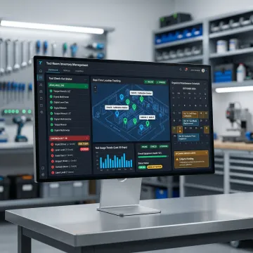 Tool room inventory software dashboard showing real-time tool tracking and management