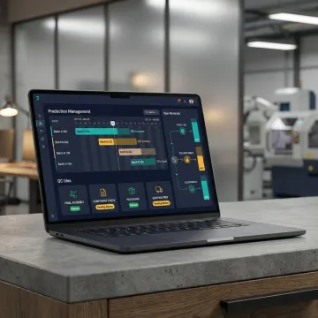 Custom production scheduling software interface showing batch tracking and quality control checkpoints