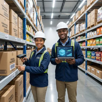 Food warehouse management system dashboard showing inventory tracking and lot control