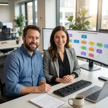 Step-by-step order fulfillment process being configured on a custom operations platform