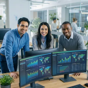 Operations team reviewing a custom order management workflow on a modern platform