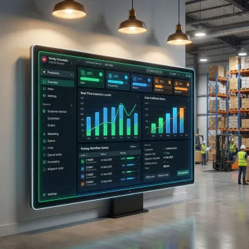Warehouse management system software demo showing live inventory tracking and order fulfilment dashboard