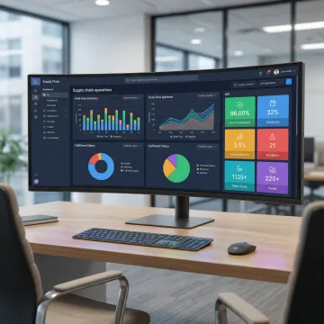 Real-time supply chain orchestration dashboard showing live order, inventory, and fulfilment data