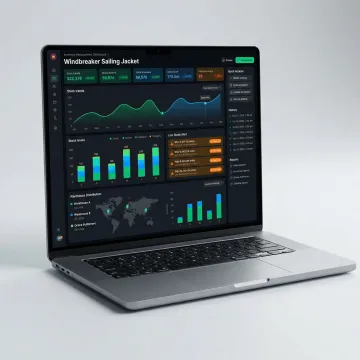 Inventory management software showing real-time stock levels, SKU tracking, and automated reorder alerts on a laptop screen