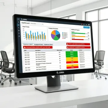 Real-time manufacturing inventory management software dashboard showing live stock levels across multiple locations