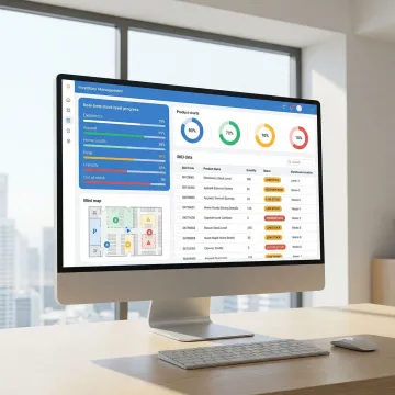 Real-time inventory tracking dashboard showing live stock levels across multiple warehouse locations