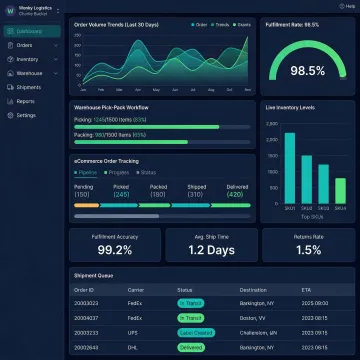 3PL fulfillment software dashboard showing order tracking and warehouse operations for UK eCommerce