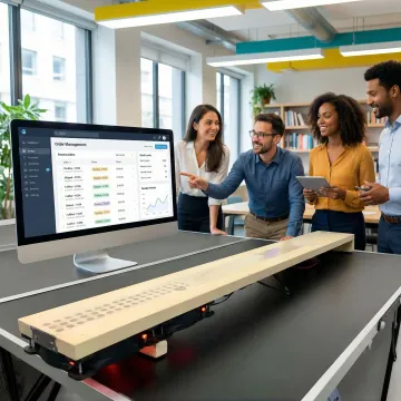 Small business team using order management software dashboard on a computer screen