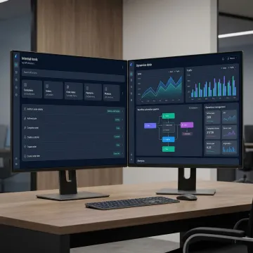 Enterprise platform development dashboard showing custom workflows and data management