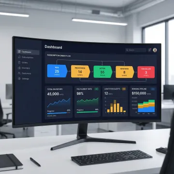 Subscription fulfillment software dashboard showing order management and tracking for businesses
