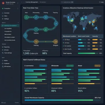 Dashboard showing distributed order management across multiple fulfilment channels