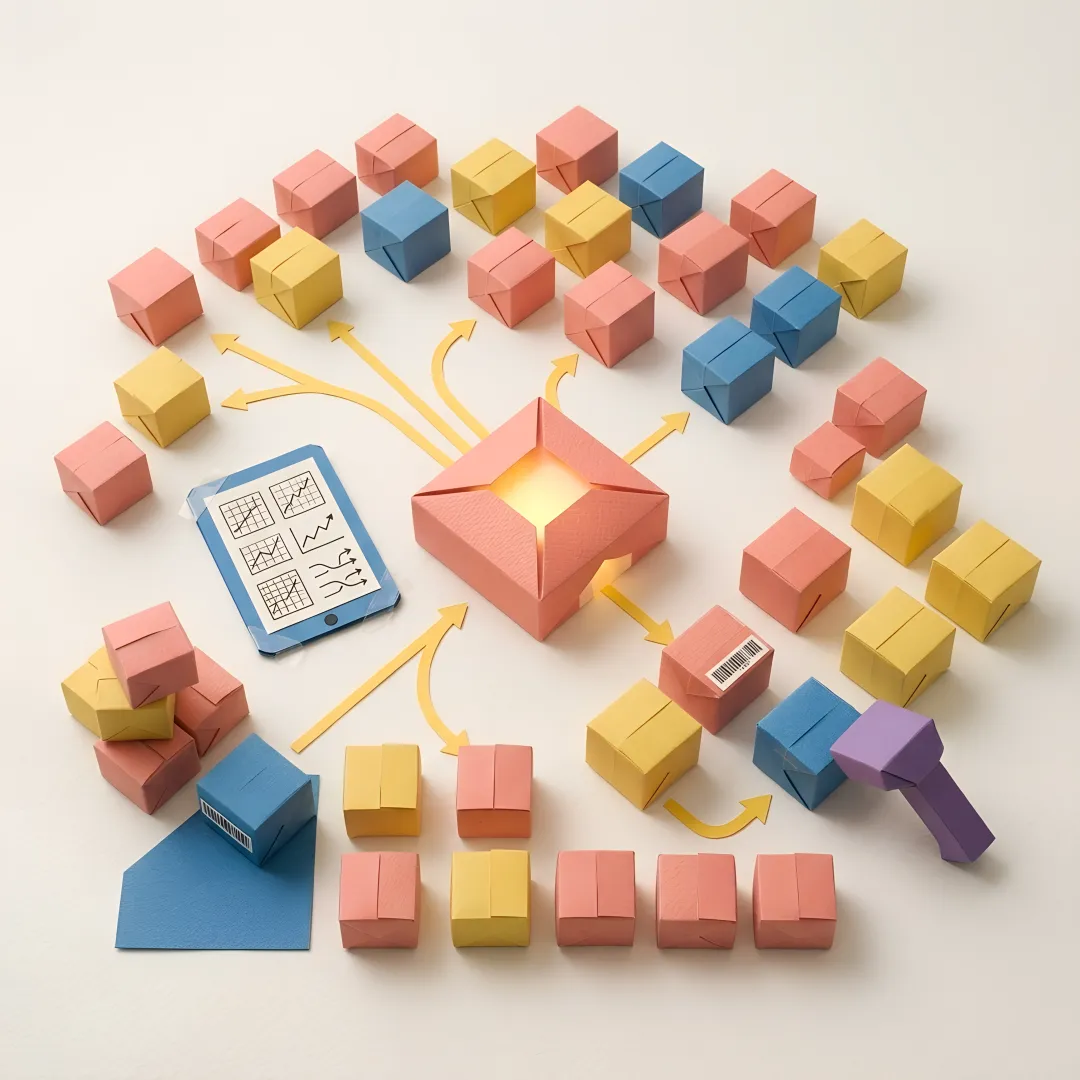 Retail inventory management system showing stock levels across multiple store locations on a tablet