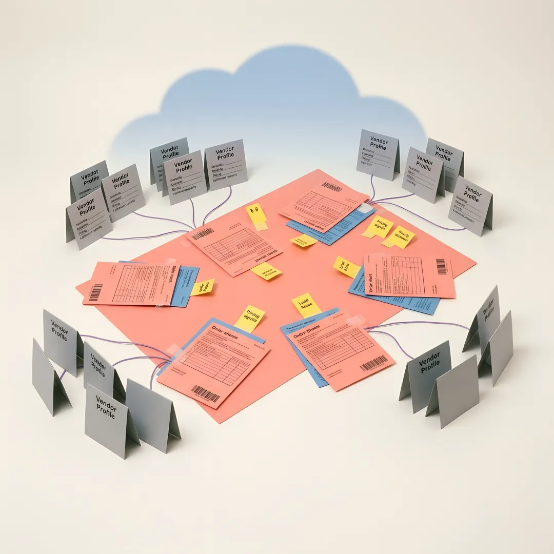All-in-one vendor ordering system dashboard displaying procurement, inventory, and order management tools.