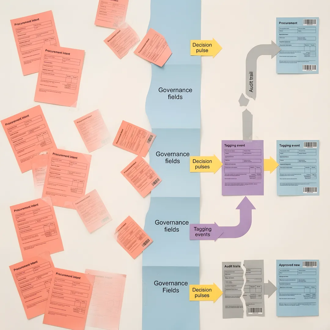 Operations team reviewing an electronic procurement dashboard on a modern interface
