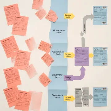 Operations team reviewing an electronic procurement dashboard on a modern interface