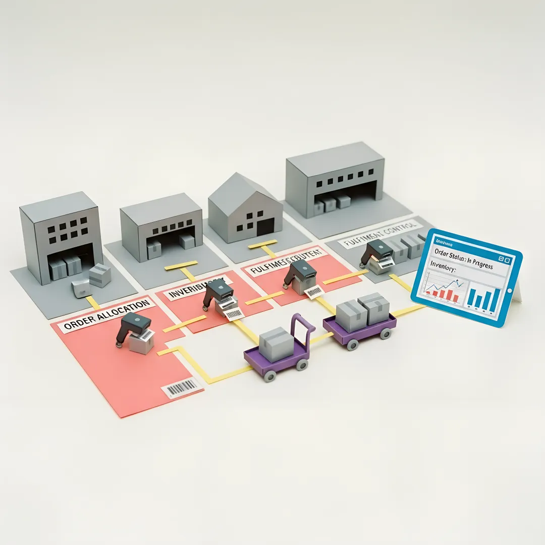 Dashboard showing distributed order management across multiple fulfilment channels