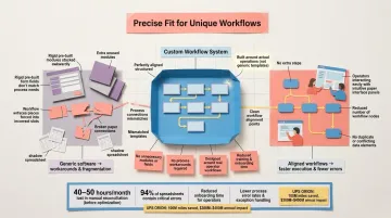 Operational cost of generic software versus custom workflow fit side-by-side breakdown