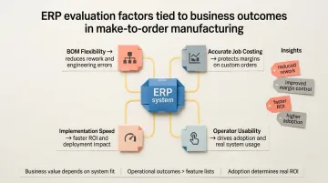 MTO ERP evaluation criteria table mapping features to manufacturing business outcomes