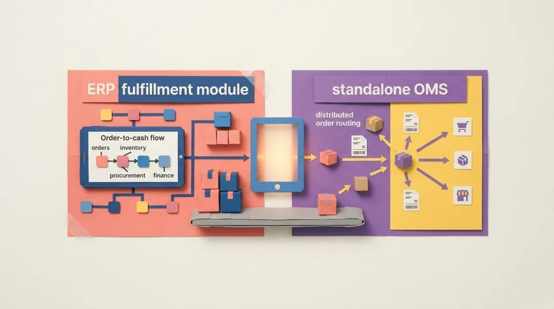 ERP fulfilment module versus standalone OMS side-by-side feature comparison chart