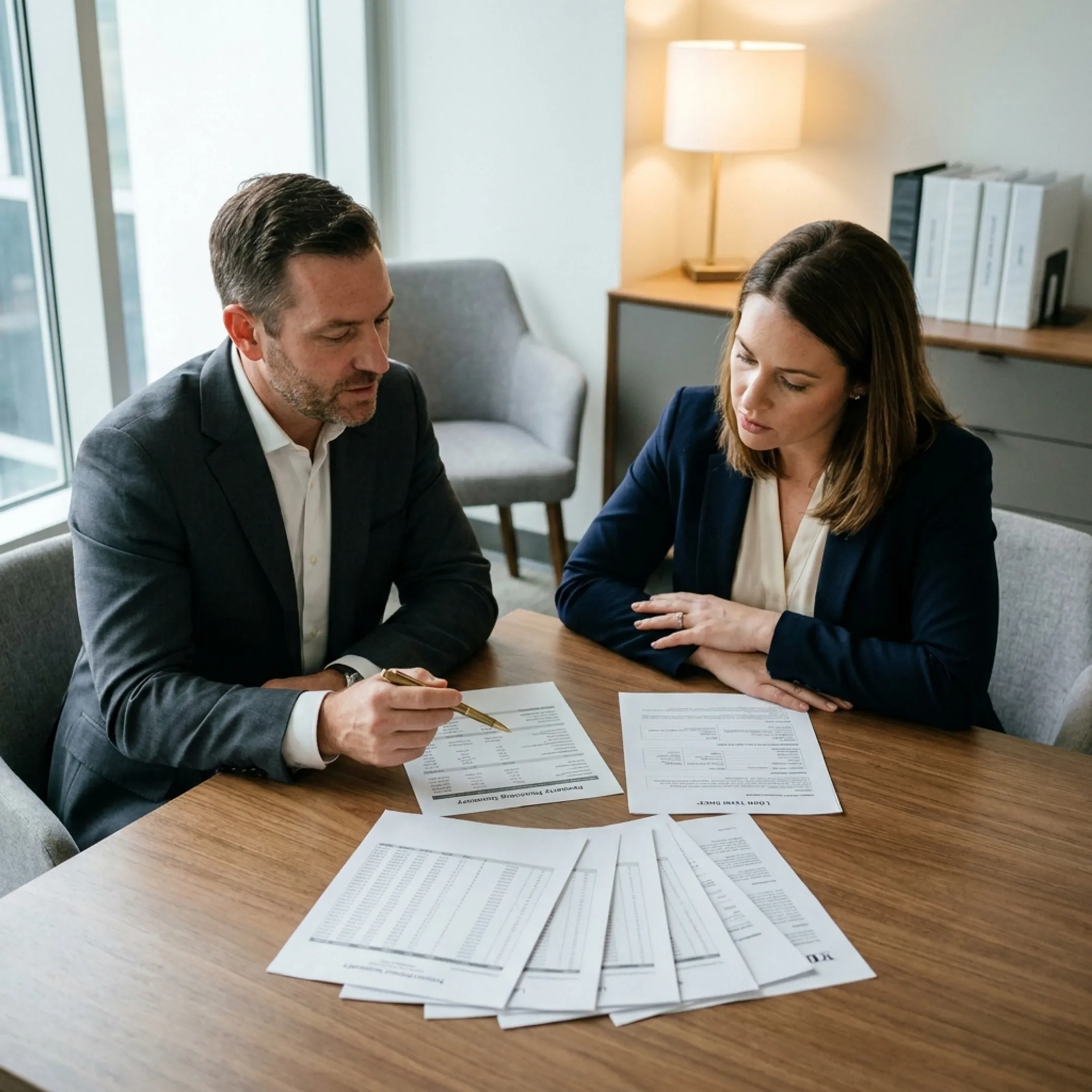 Lending professional reviewing commercial property loan strategy
