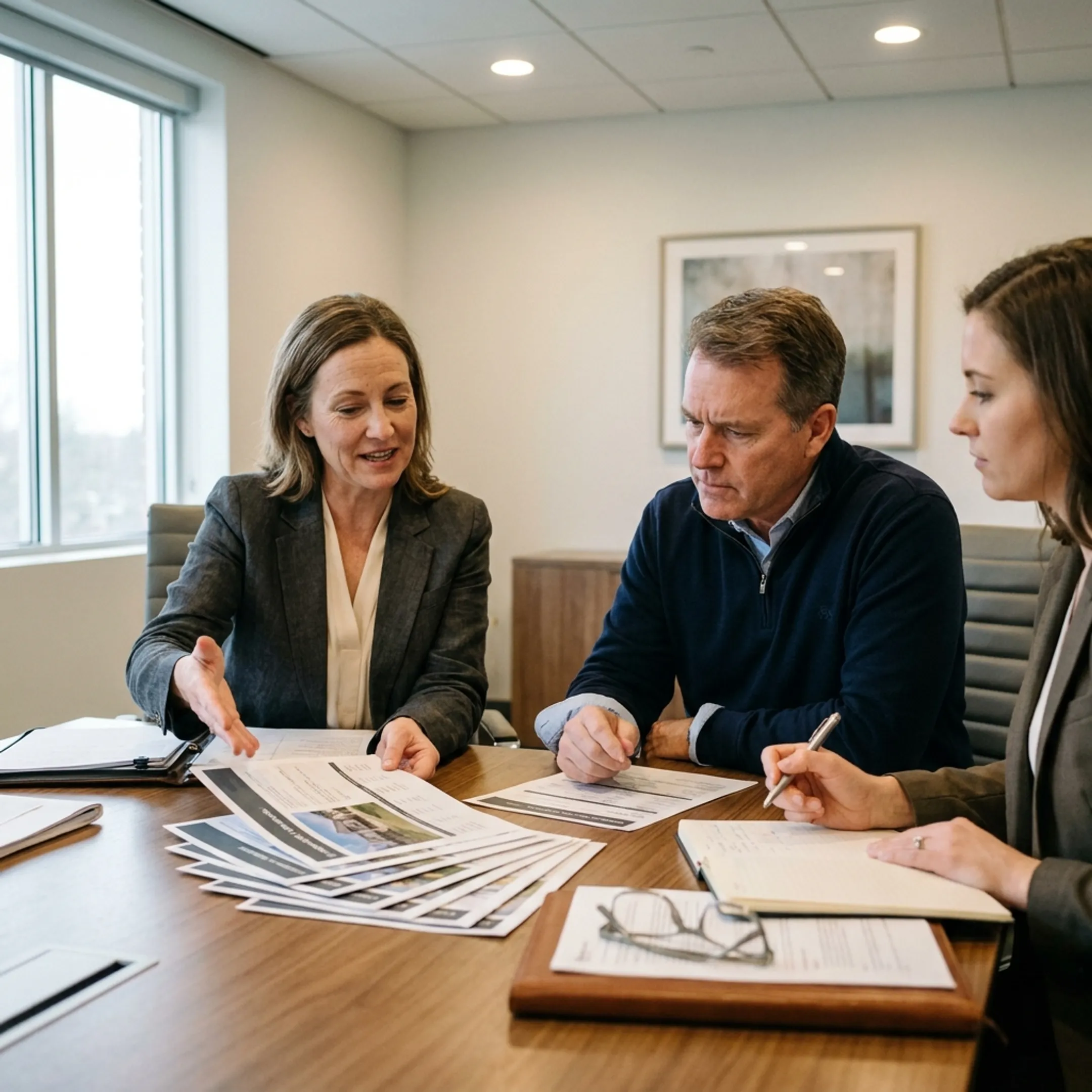 Advisor reviewing commercial property loan strategy