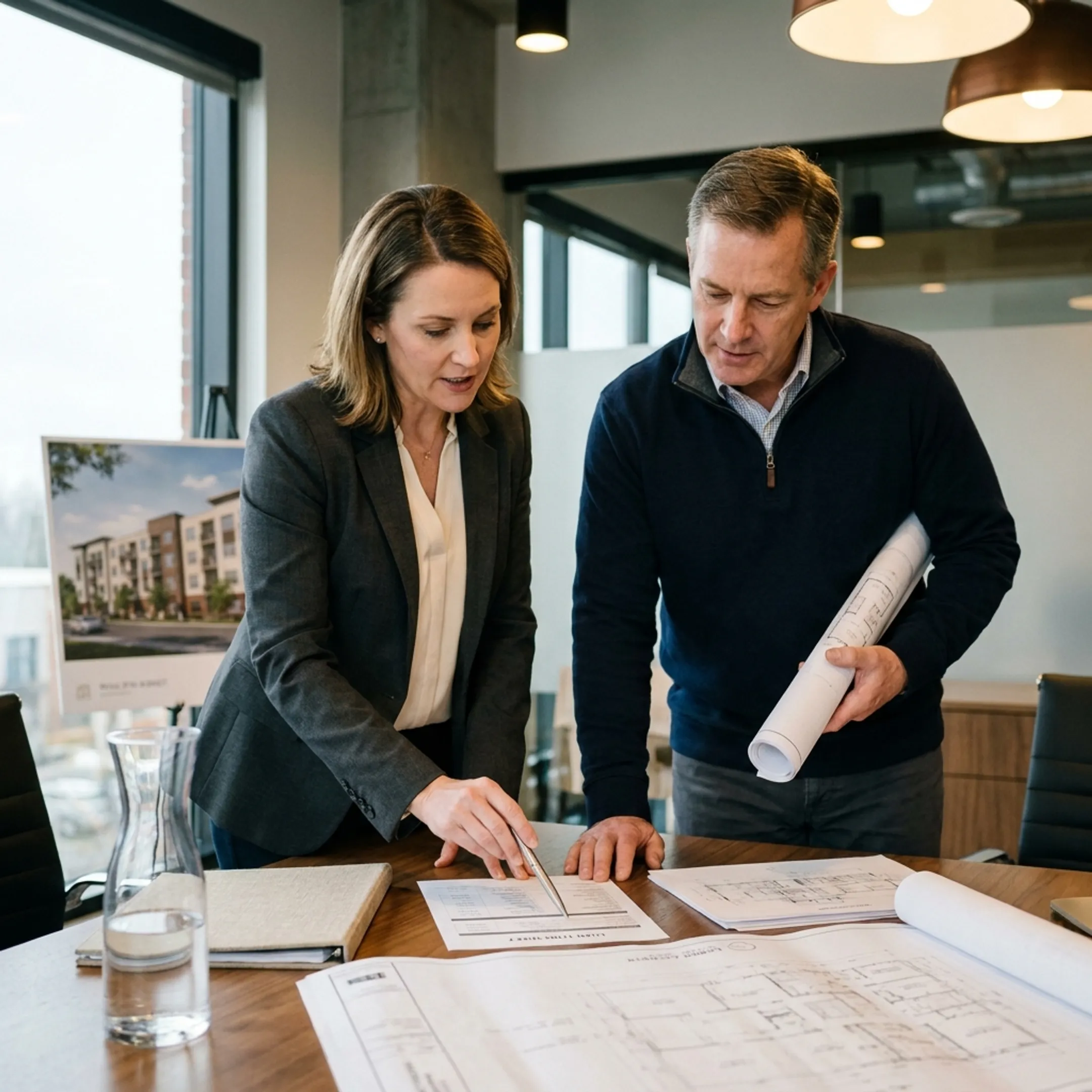Advisor reviewing commercial real estate financing strategy