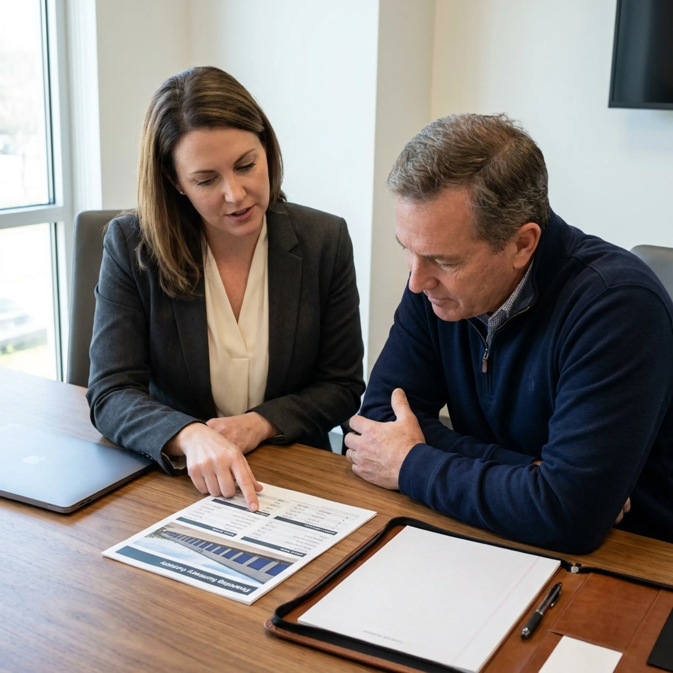 Self-storage property financing consultation with investor and advisor