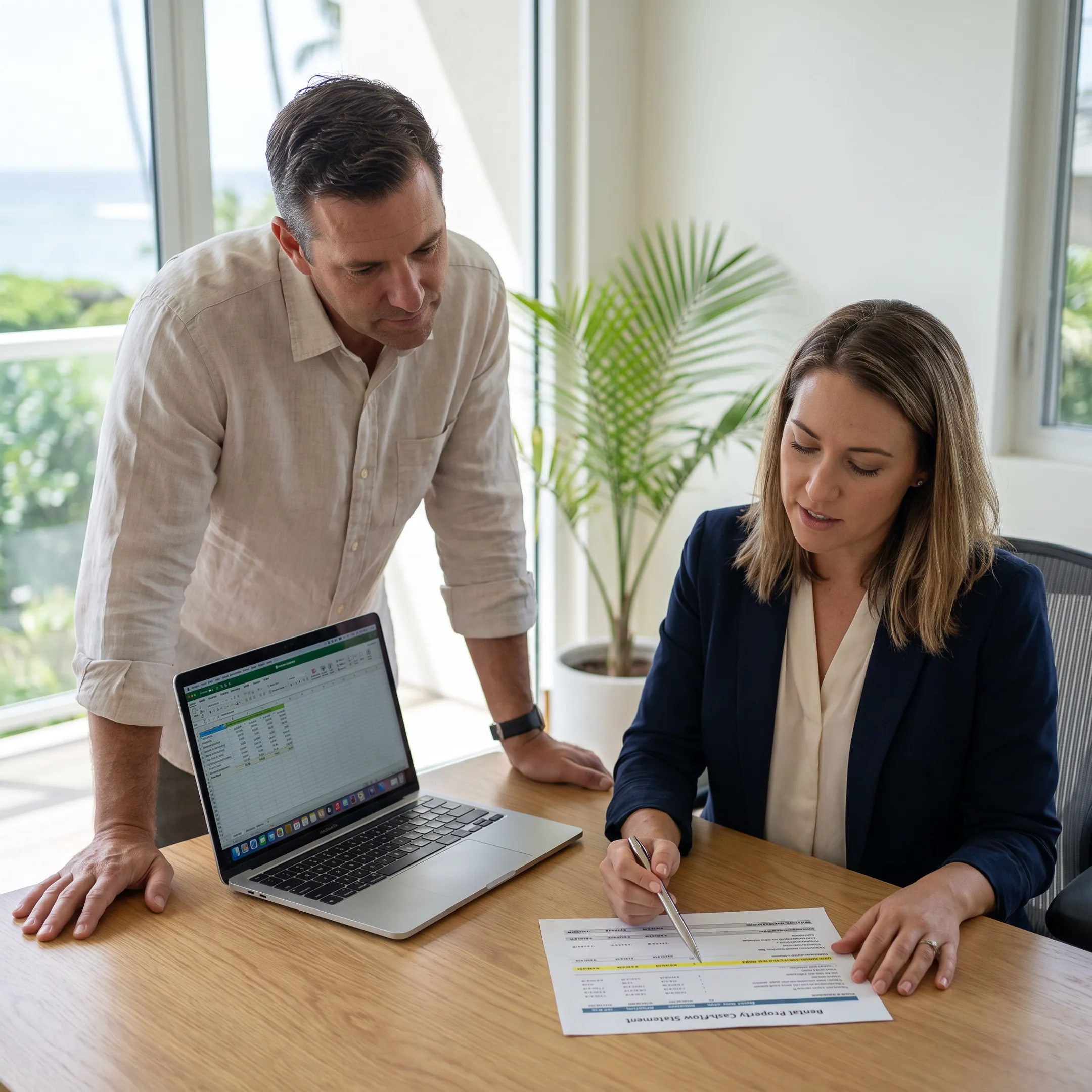Investor reviewing DSCR financing documents for a Hawaii rental property