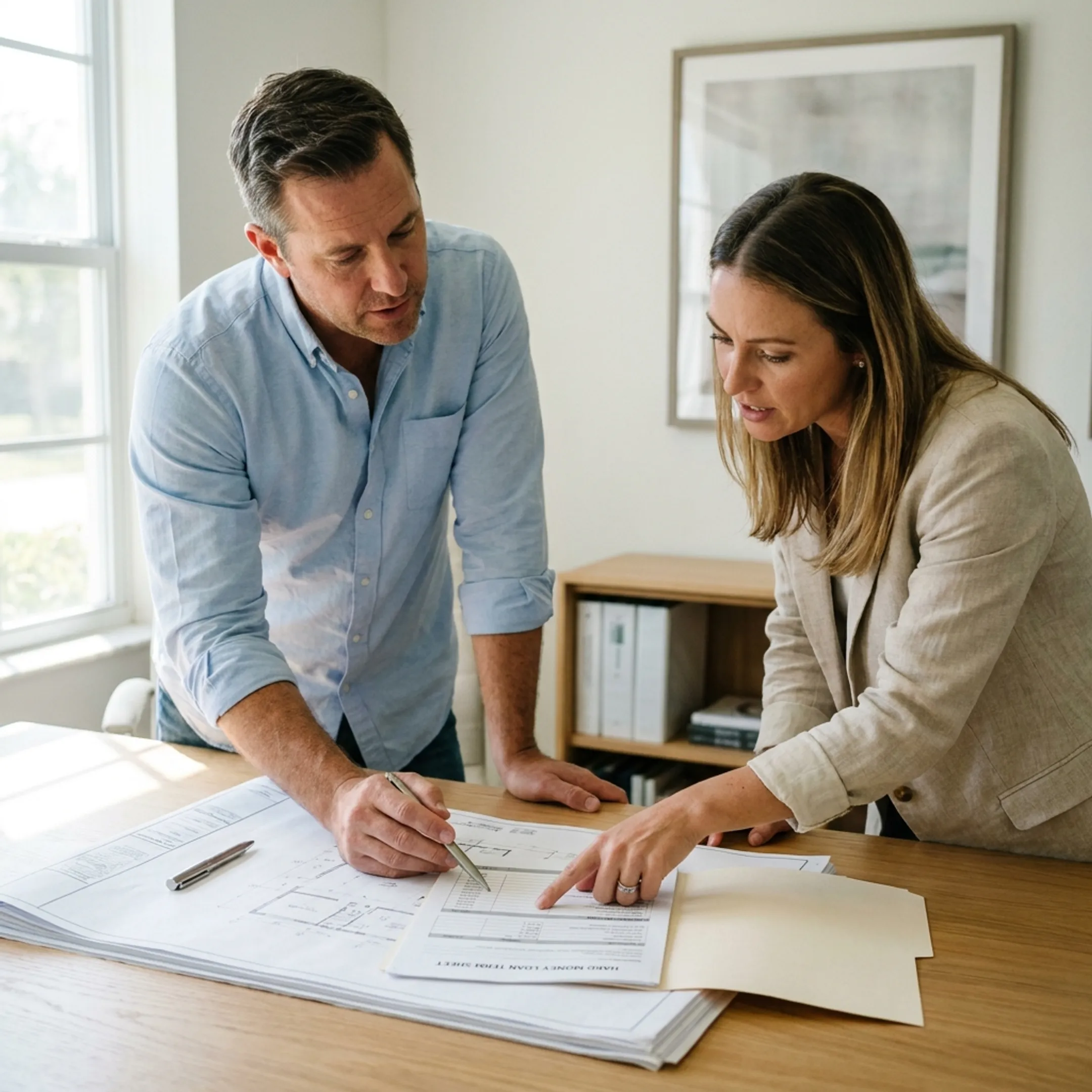 Real estate investor reviewing Florida property financing plans
