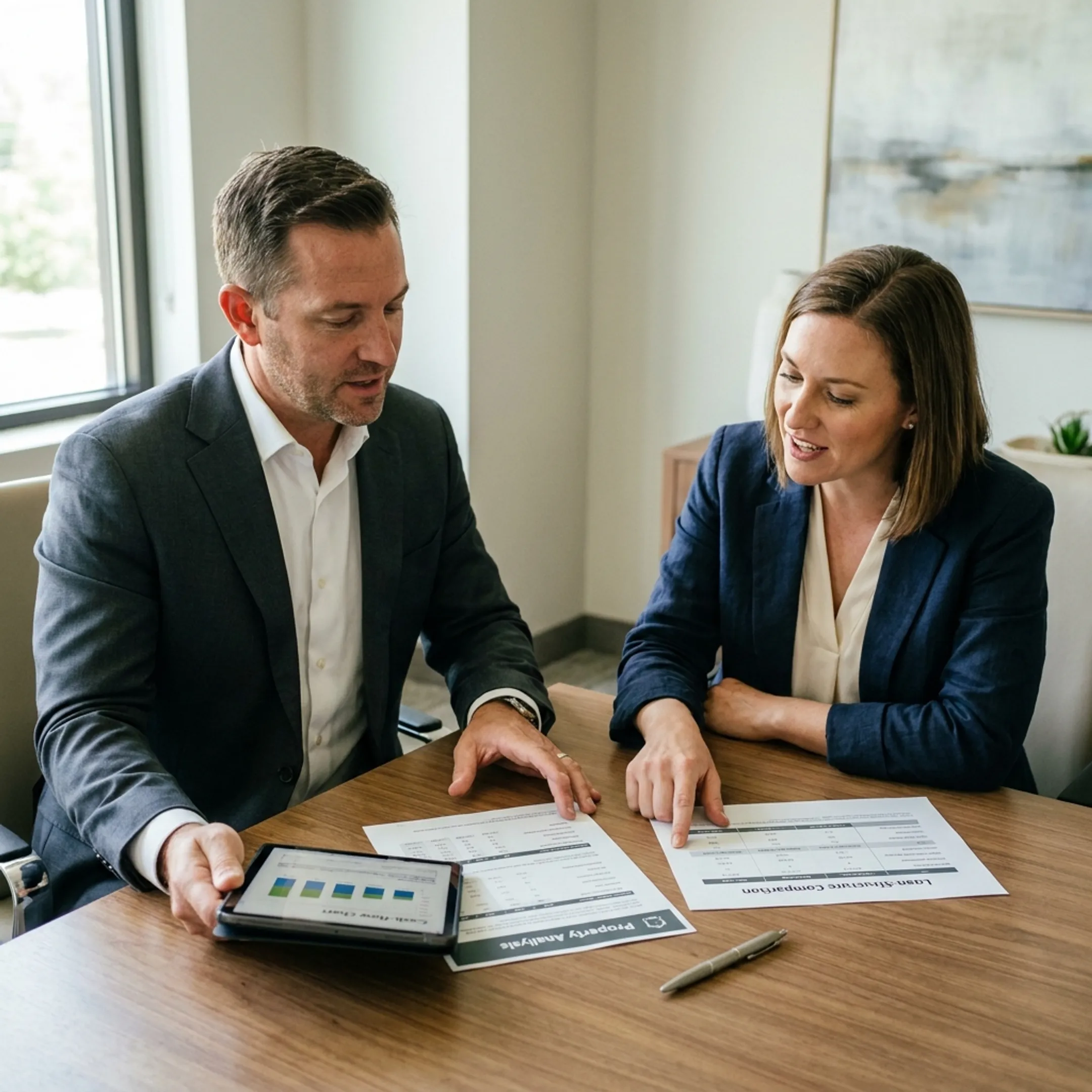 Financial advisor explaining investment property loan structures