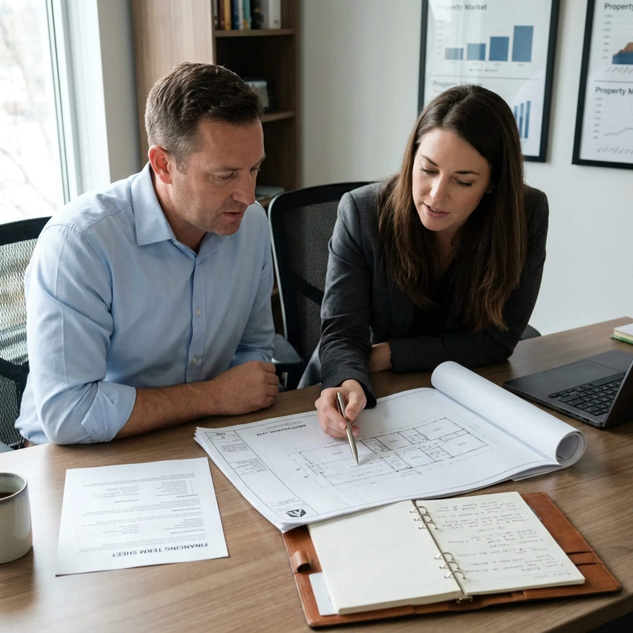Lender and real estate investor discussing a renovation financing strategy